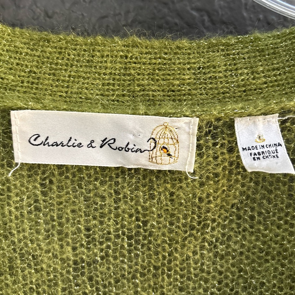 Anthropologie CHARLIE&ROBIN: Mohair Green Women's Cardigan - Picture 3 of 14